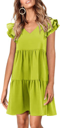 Summer Babydoll Dresses for Women - Flowy Ruffle Cap Sleeve Mini
