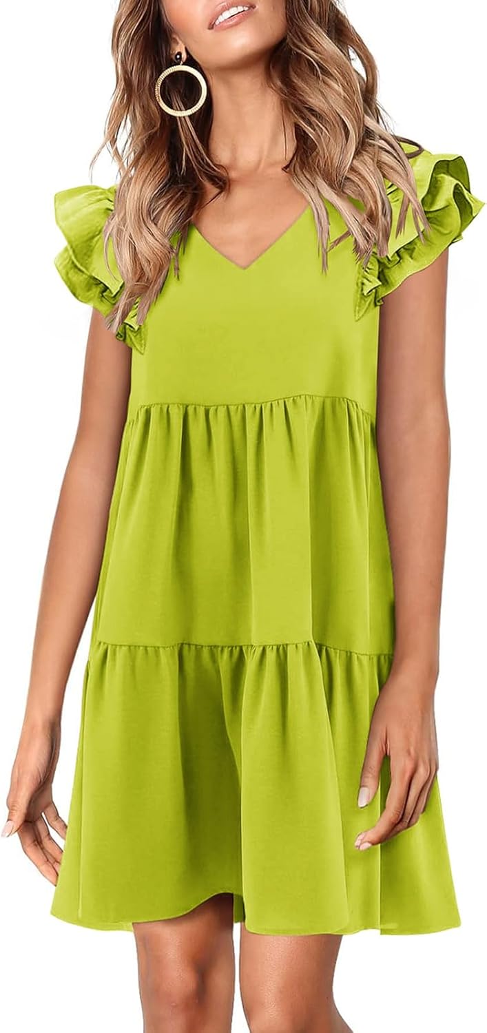 Zwurew Summer Babydoll Dresses for Women 2025 Cute Ruffle Style