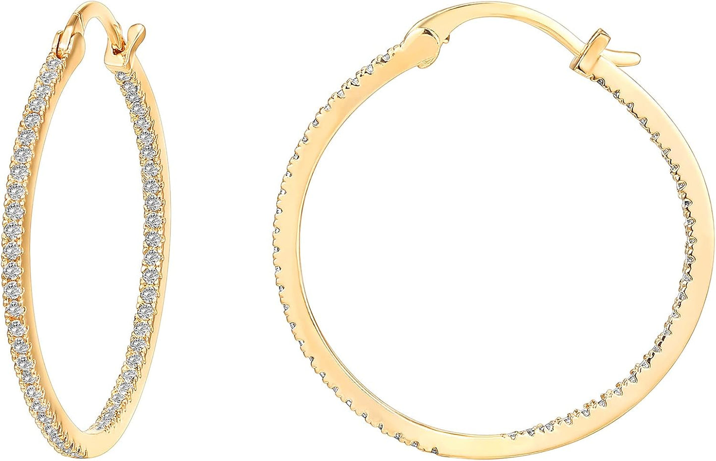 Elegant 14K Gold Plated Hoop Earrings for Women by PAVOI