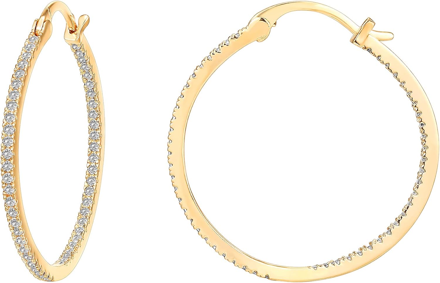 Elegant 14K Gold Plated Hoop Earrings for Women by PAVOI