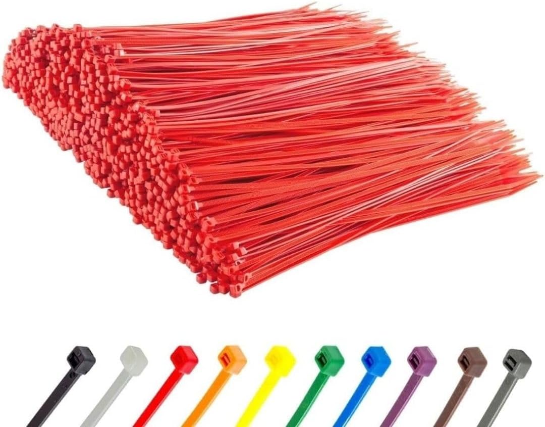GTSE 12 Inch Red Zip Ties - 1000 Pack for All Your Needs