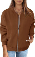 Womens Long Sleeve Zip Up Sweatshirt Jacket - Lightweight Fall Layer