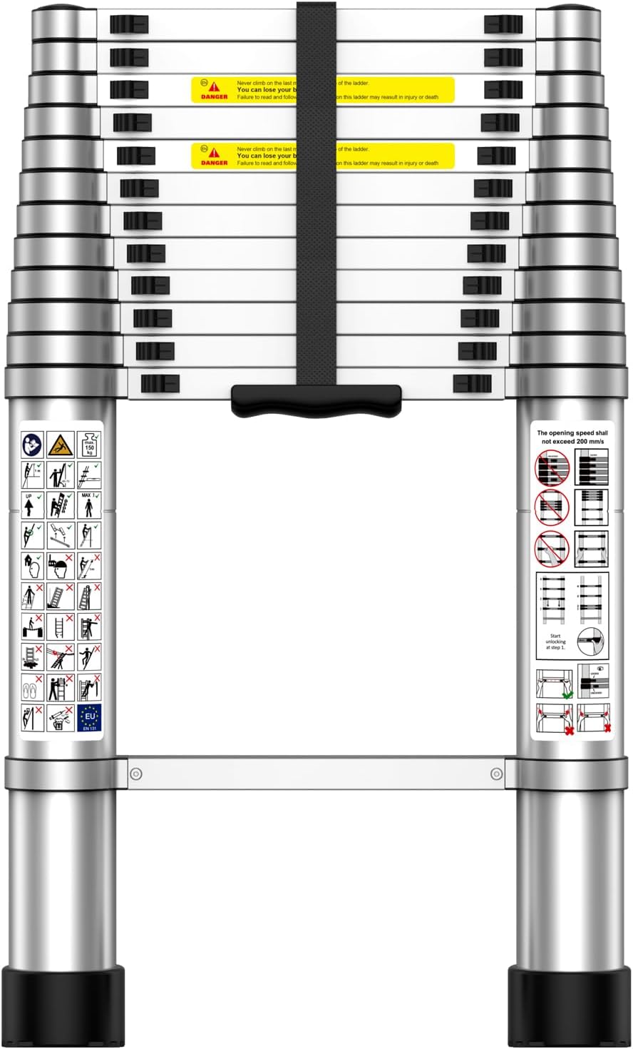 Telescoping Ladder 12.5 FT Heavy Duty 330lbs Max Capacity