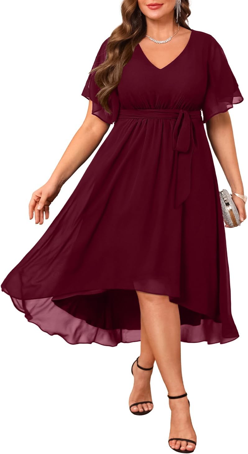 Plus Size Dresses Wedding Guest - Formal Chiffon V Neck Style