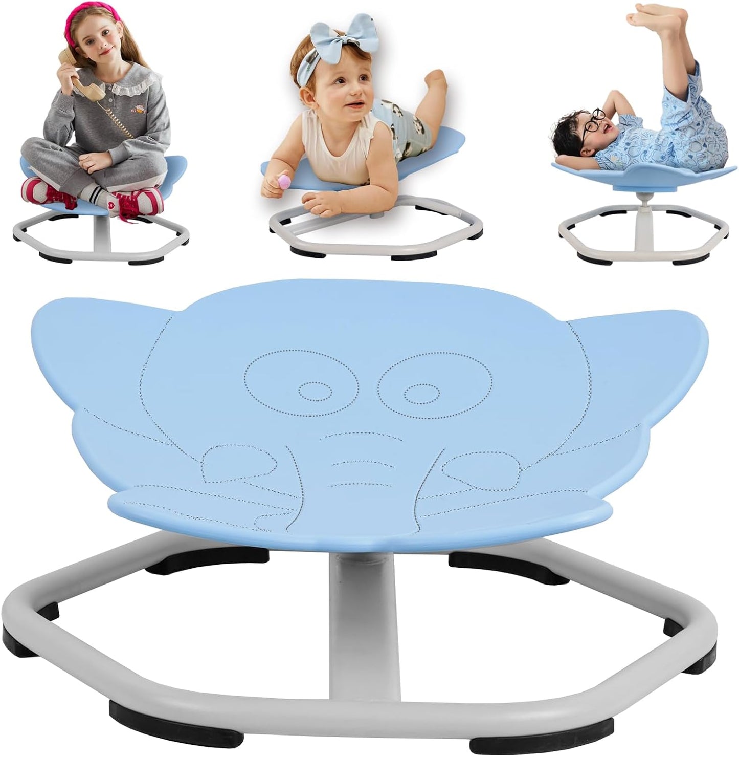 360 Spinning Sensory Chair for Kids, Body Coordination Training, Non-Slip, Elephant Blue