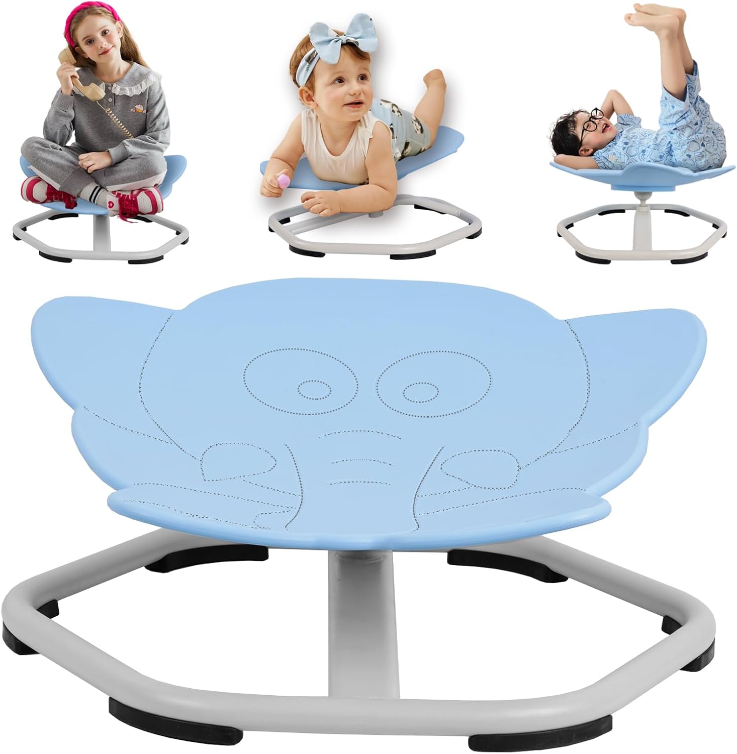 360 Spinning Sensory Chair for Kids, Body Coordination Training, Non-Slip, Elephant Blue