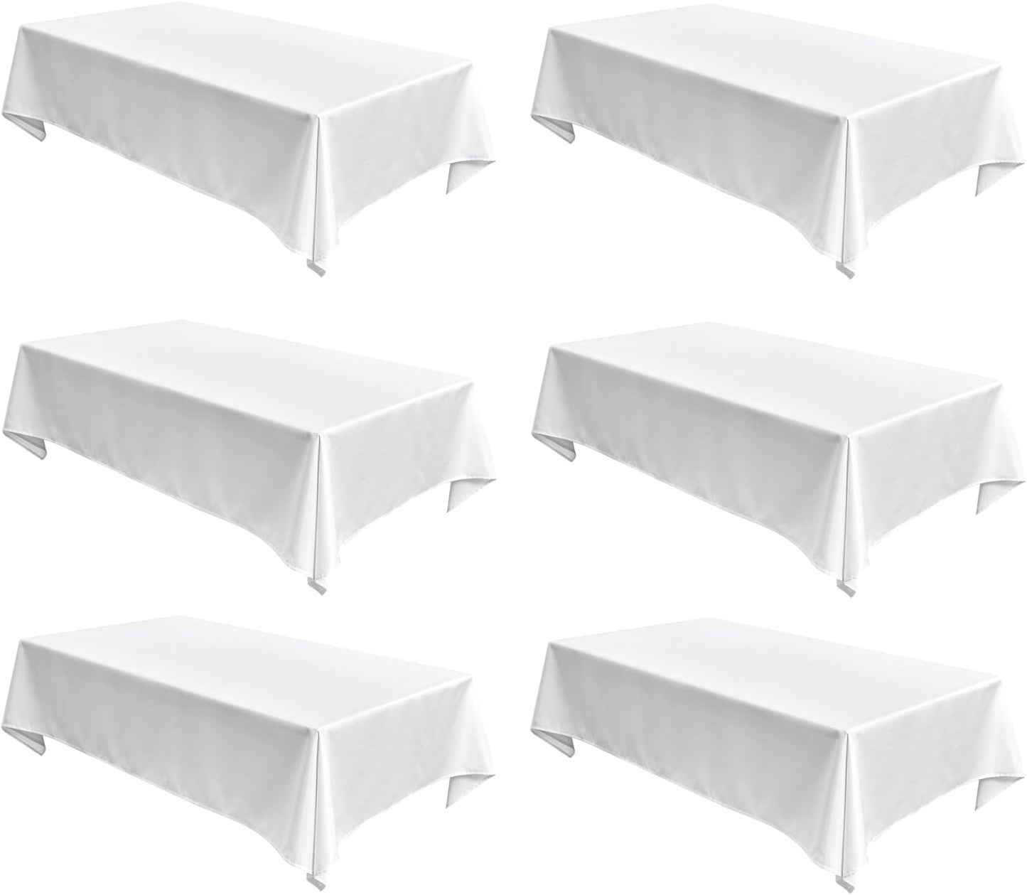 Faux Linen White Tablecloths for 8 Foot Rectangle Tables
