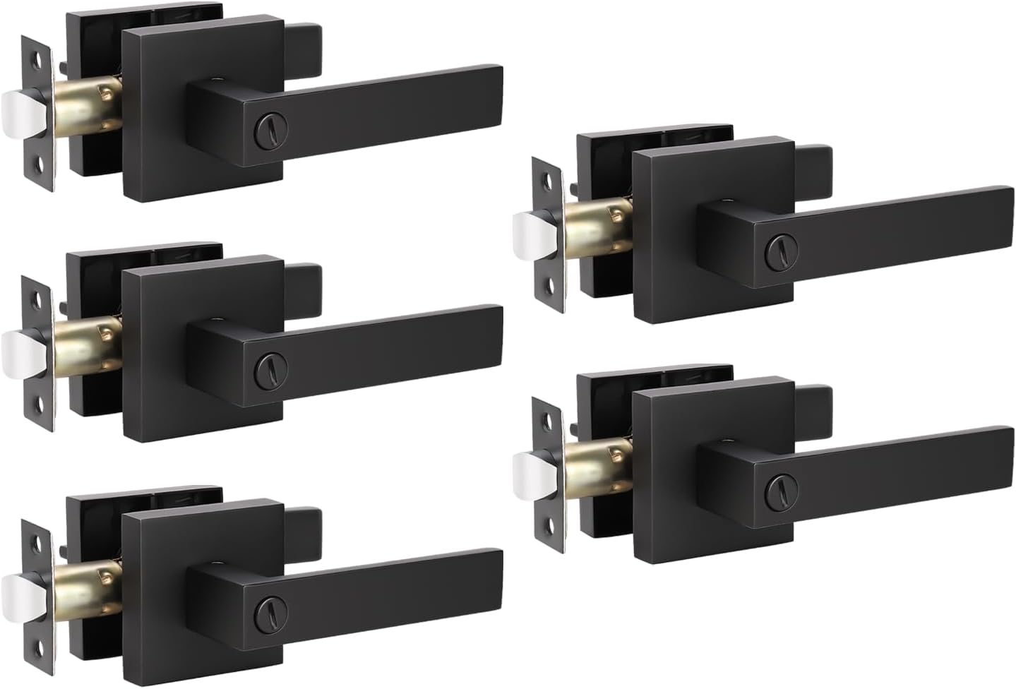 KNOBWELL Matte Black Door Handle Heavy Duty Privacy Lever Set