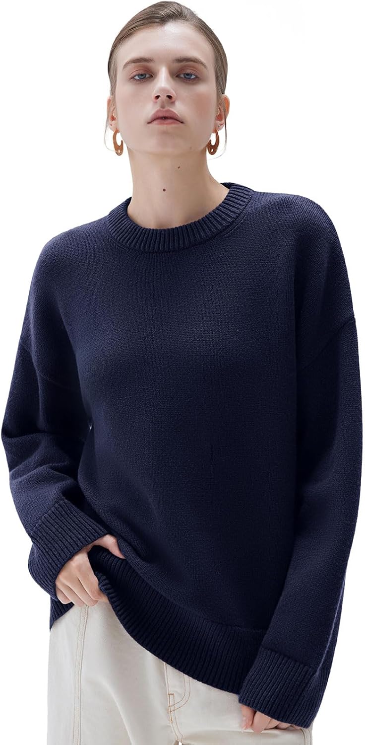 SUUKSESS Women Cashmere Oversized Long Sleeve Pullover Sweater