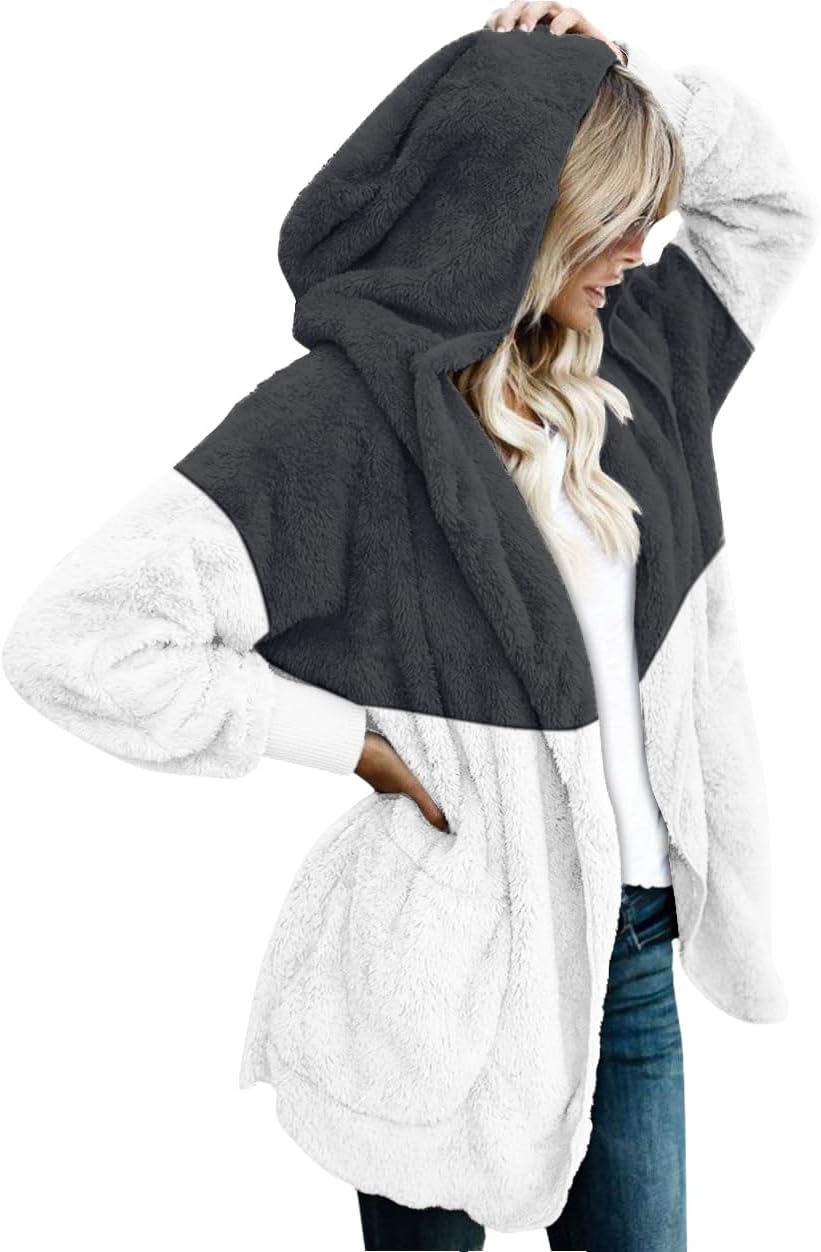 CHICGAL Womens Fuzzy Jacket Hooded Cardigan for Cozy Style