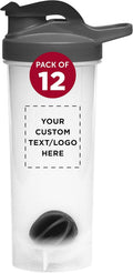 Custom 24oz Shaker Bottles - Set of 12, Bulk Pack - Ideal for Protein Shakes!