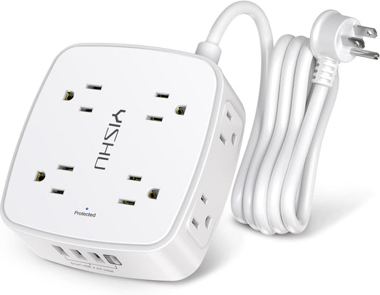 YISHU Power Strip - 8 Outlets, 4 USB Ports, 6ft Cord