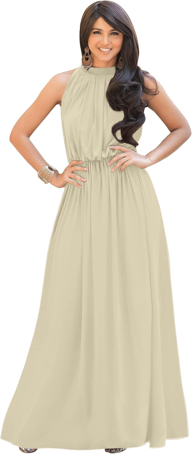 KOH KOH Sexy Sleeveless Summer Formal Flowy Casual Gown Review