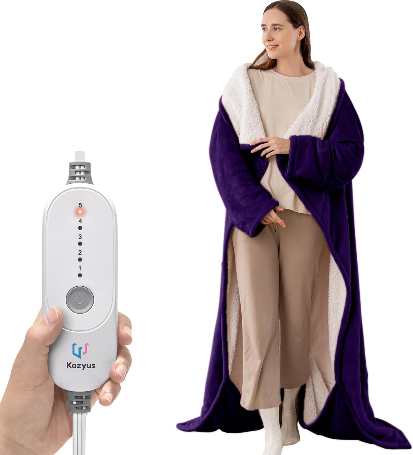 Wearable Heated Blanket with Foot Pocket & Sleeves for Comfort