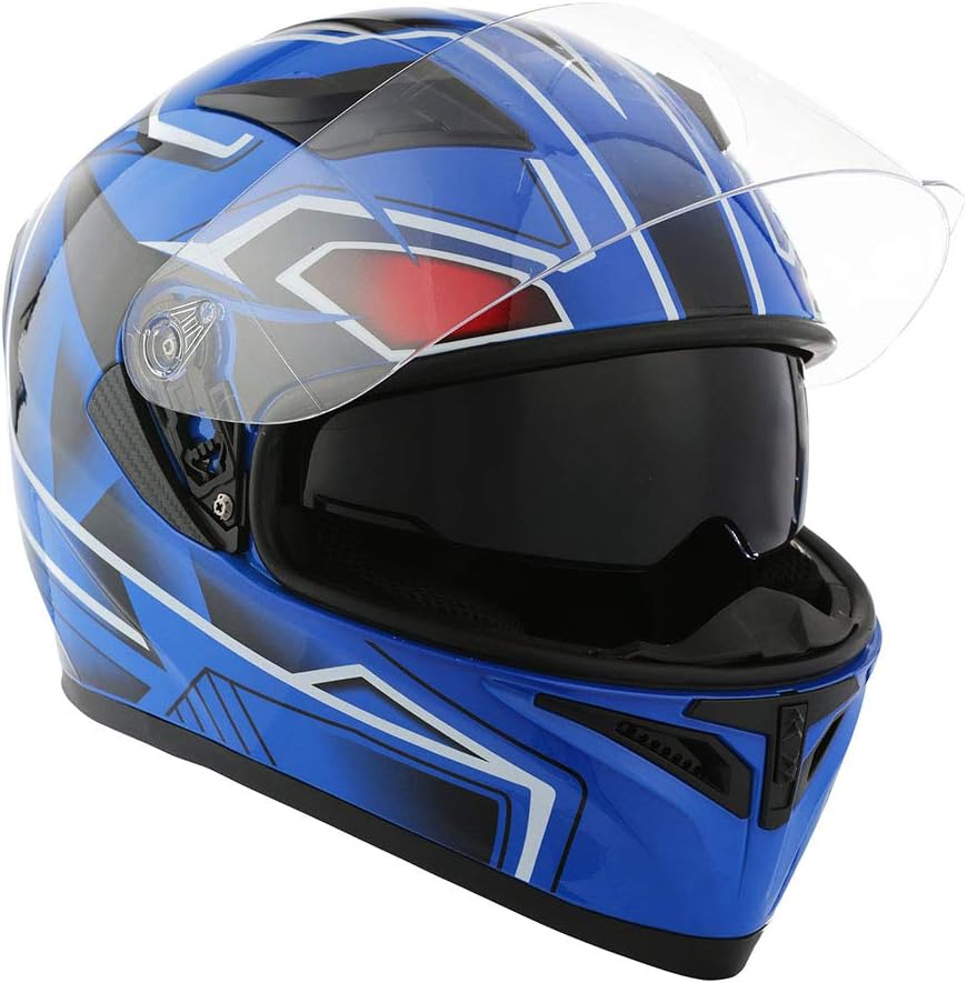 1STorm Motorcycle Full Face Helmet with Dual Visor in Panther Blue