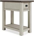 Farmhouse Chair-Side End Table with USB Ports - Two-Tone Finish