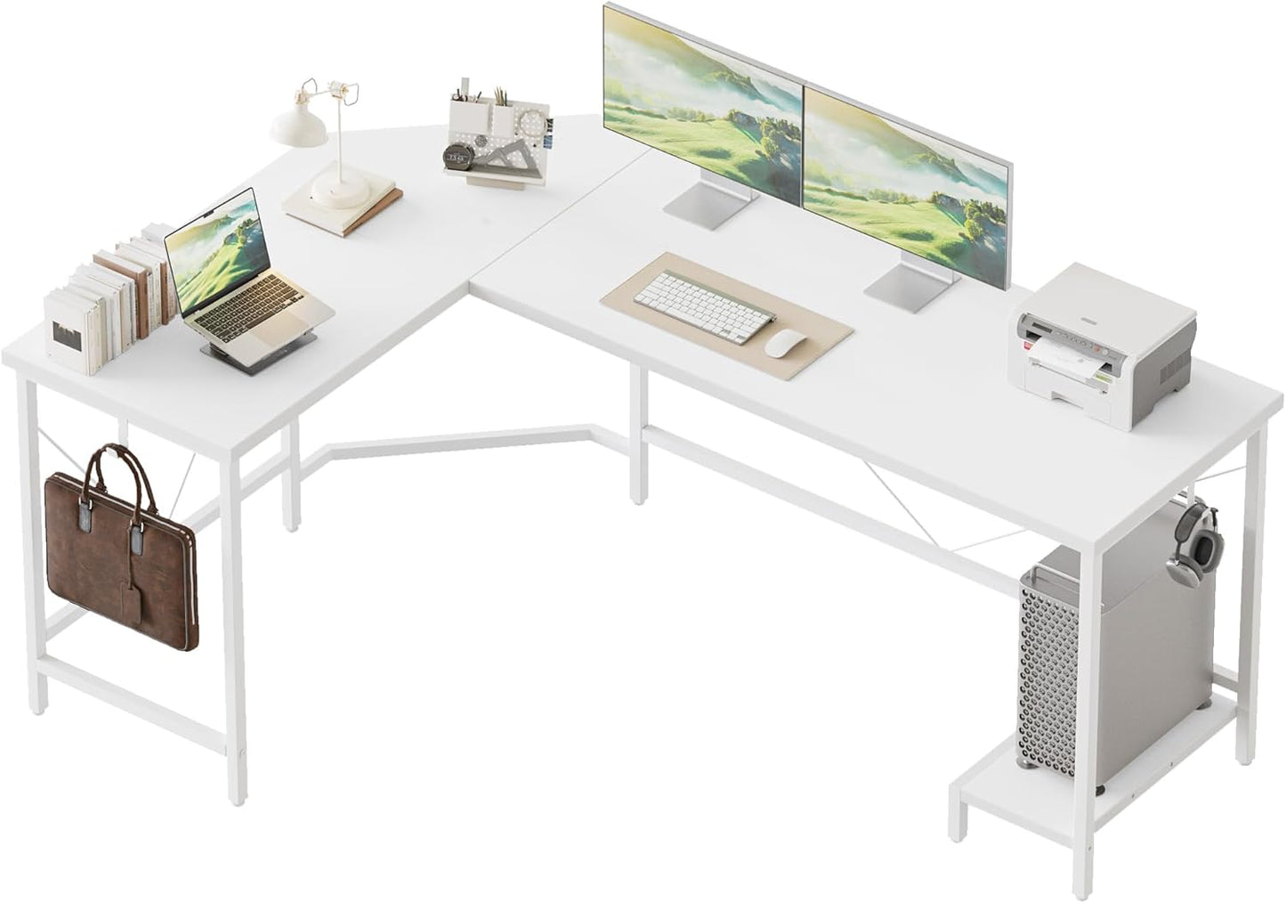 L Shaped Gaming Desk with CPU Stand for Home Office Setup