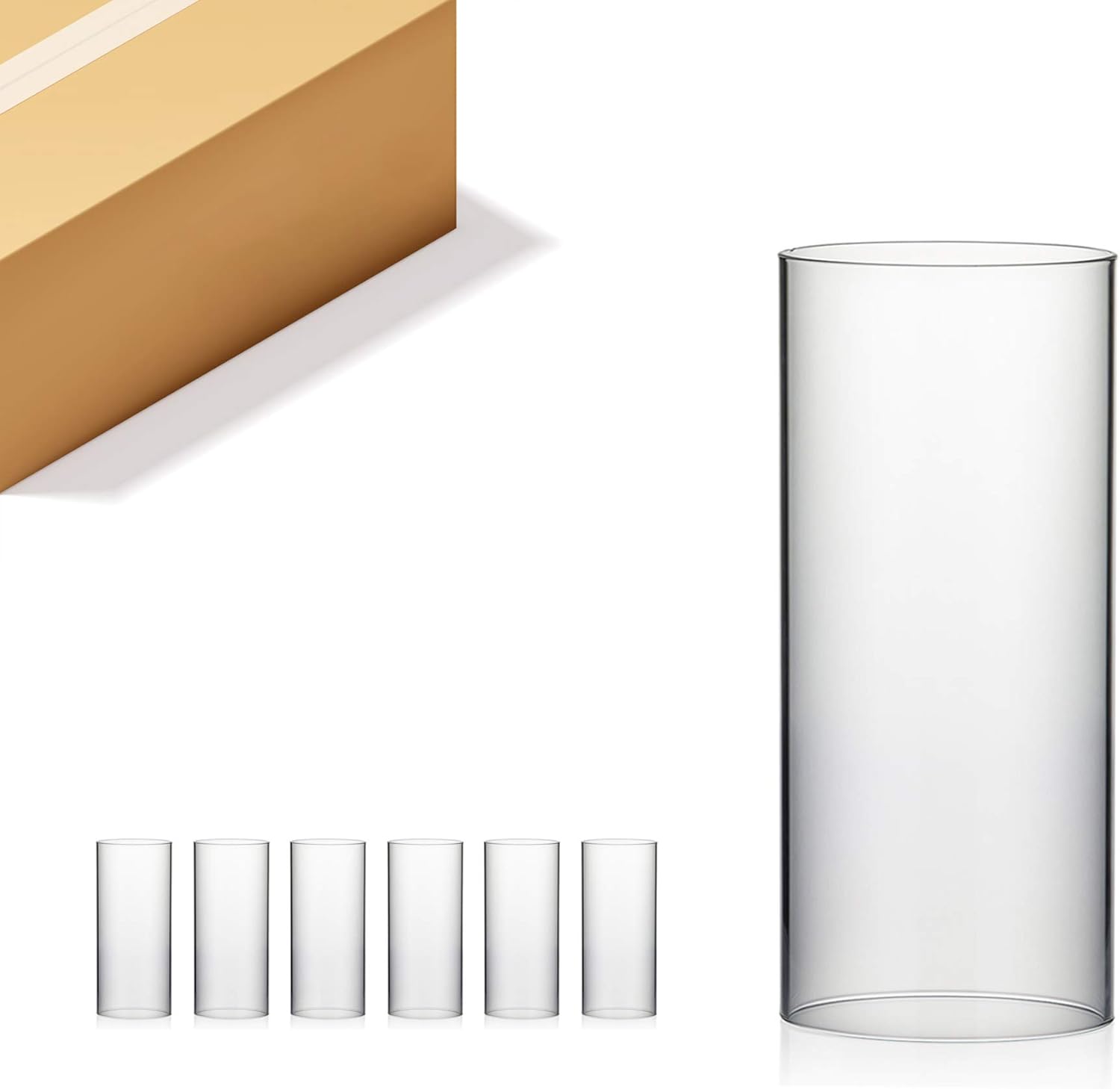 WGVI Hurricane Candle Holder Sleeve - Clear Glass Cylinder Set