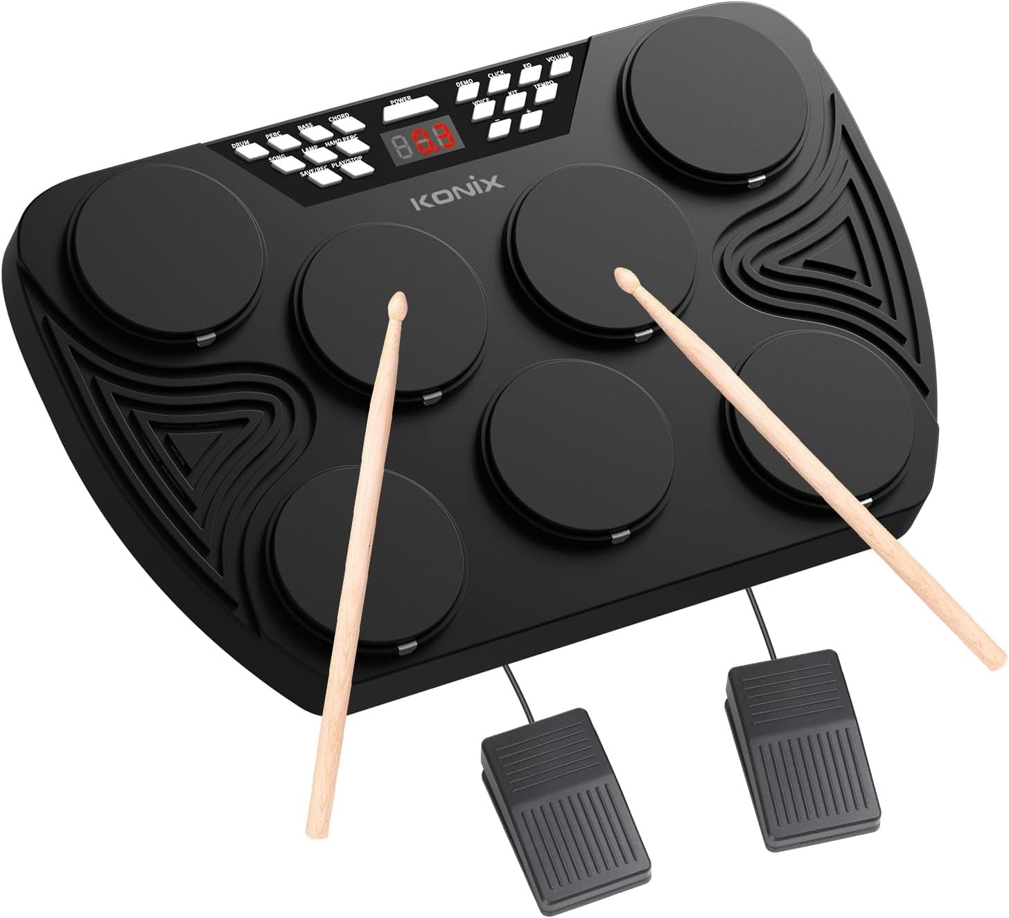 KONIX Electronic Tabletop Drum Set for Beginners and Pros