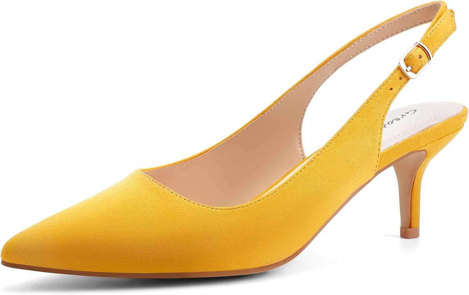 Greatonu Women's Kitten Heels Pointed Toe Slingback Dress Pumps