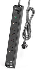 Surge Protector Power Strip with 6 Outlets and 4 USB - Flat Plug 5ft