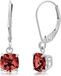 Elegant 10K Gold Cushion Cut Dangle Earrings with Gemstones for Women