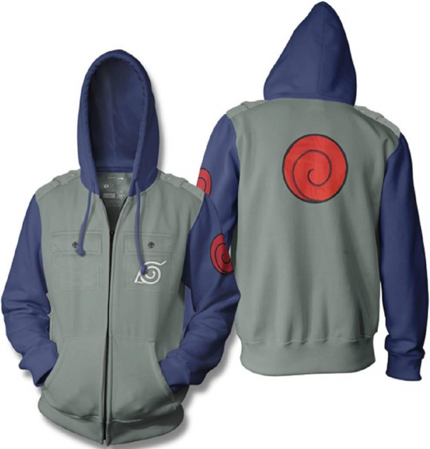 Naruto Shippuden Men's Full Zip Hooded Sweatshirt with Pockets