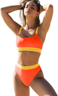 High Waisted Color Block Bikini Set for Women by ZINPRETTY