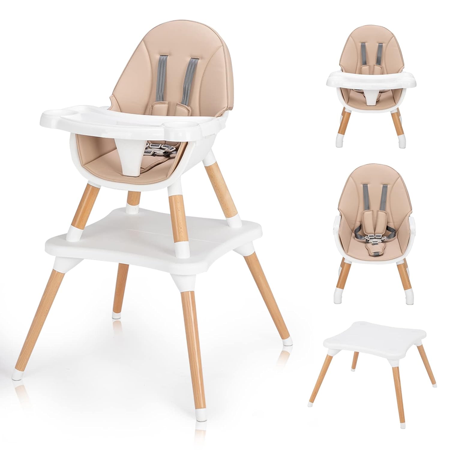 5-in-1 Wooden Baby High Chair - Convertible & Portable