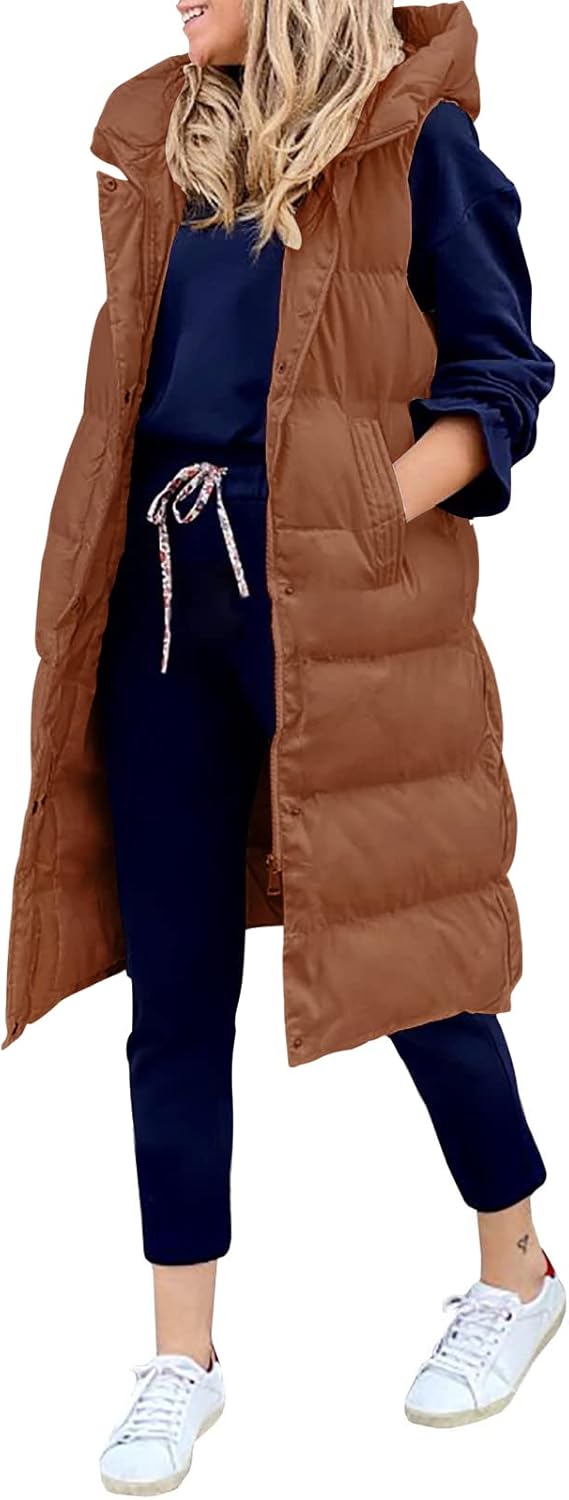 LEANI Womens Long Puffer Vest: Stylish and Warm Winter Layer