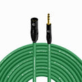 Balanced XLR to 1/4ft TRS Cable - 150 ft Green for Live Sound