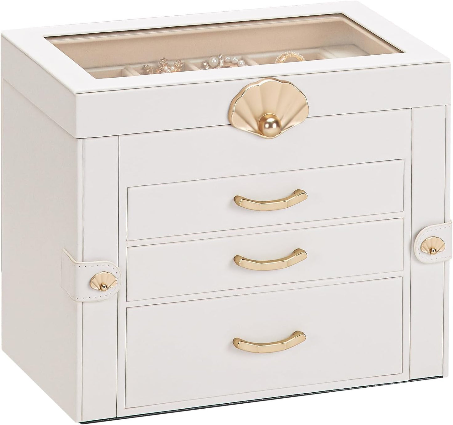 Jewelry Box with 3 Drawers for Earrings and Necklaces Storage