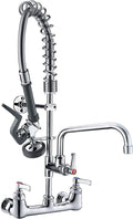 Commercial Wall Mount Kitchen Sink Faucet with Pre-Rinse Sprayer
