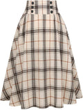 Women's High Waist Plaid Midi Skirt in Aline Pleated Design