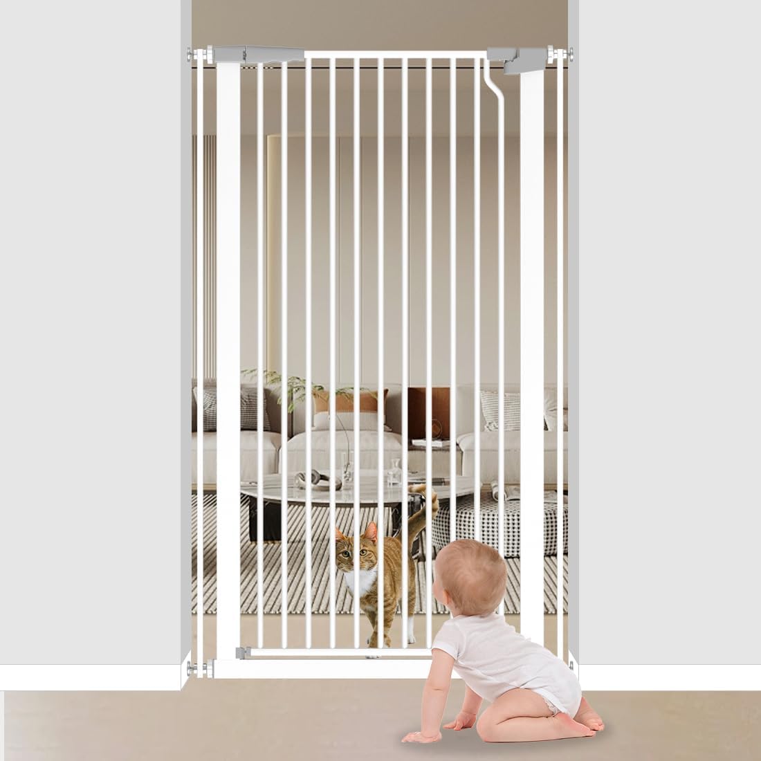 Extra Tall Cat Gate 51.18in - Adjustable Pet Safety Gate