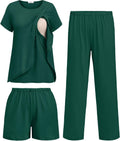 Maternity Nursing Pajamas Set 3 PCS for Women - Soft 2-Way Nursing