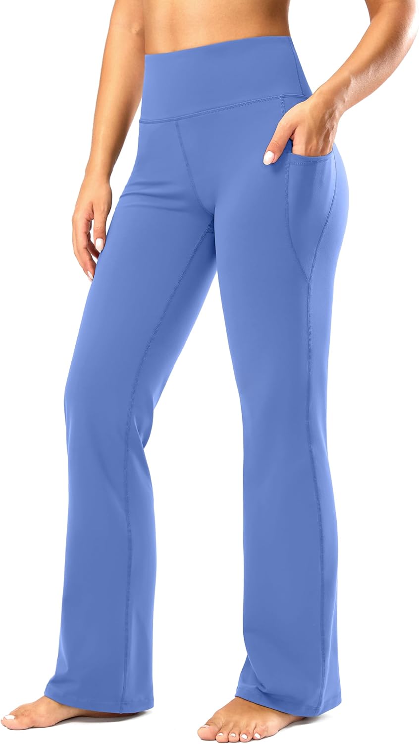 Bootcut Yoga Pants for Women with Pockets and Tummy Control