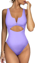 Womens One Piece Swimsuit Tummy Control V Neck Monokini - Flattering