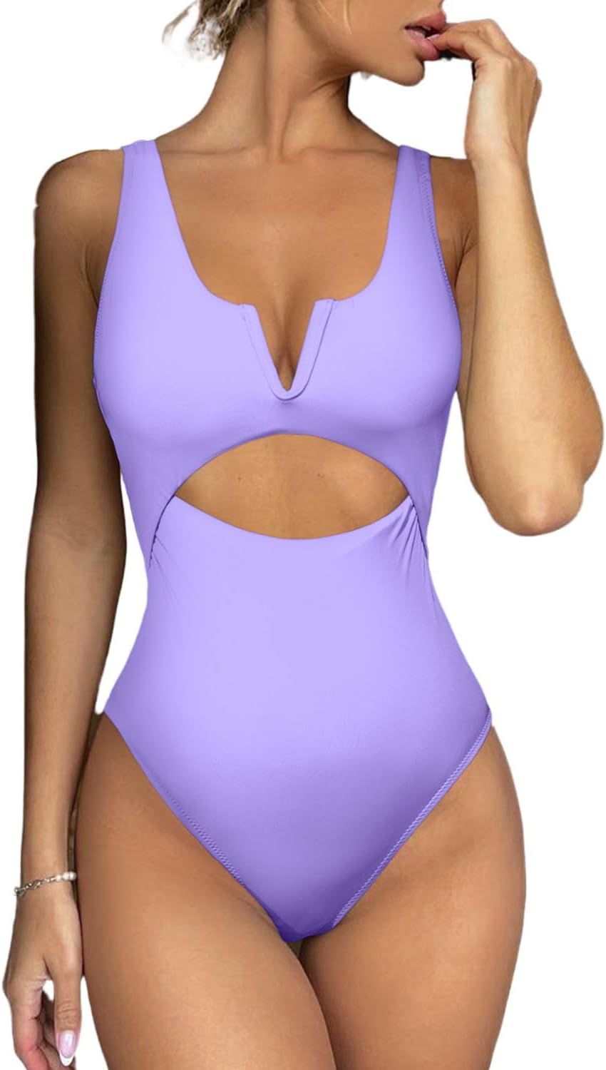 Meyeeka Womens One Piece Swimsuits with Tummy Control Design