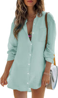 Womens Beach Cover Up Button Down Shirt - Lightweight Summer Tunic