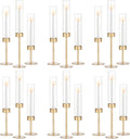Glass Hurricane Candlestick Holders Gold - Romadedi Elegant Taper Set