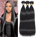 10A Straight Bundles Human Hair 16 18 20 in - Natural Black