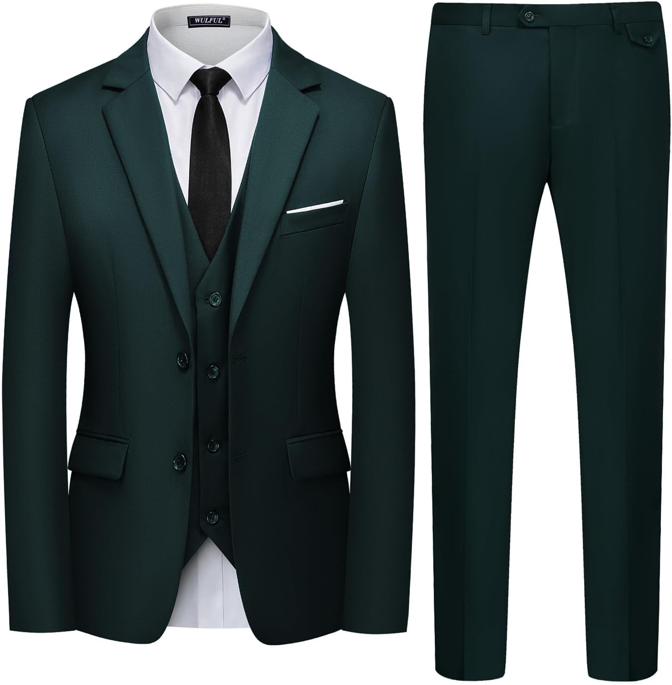 WULFUL Men's 3 Piece Slim Fit Suit Set for Weddings and Parties