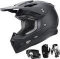 GLX GX623 Youth ATV Dirt Bike Helmet Combo - Matte Black X-Large