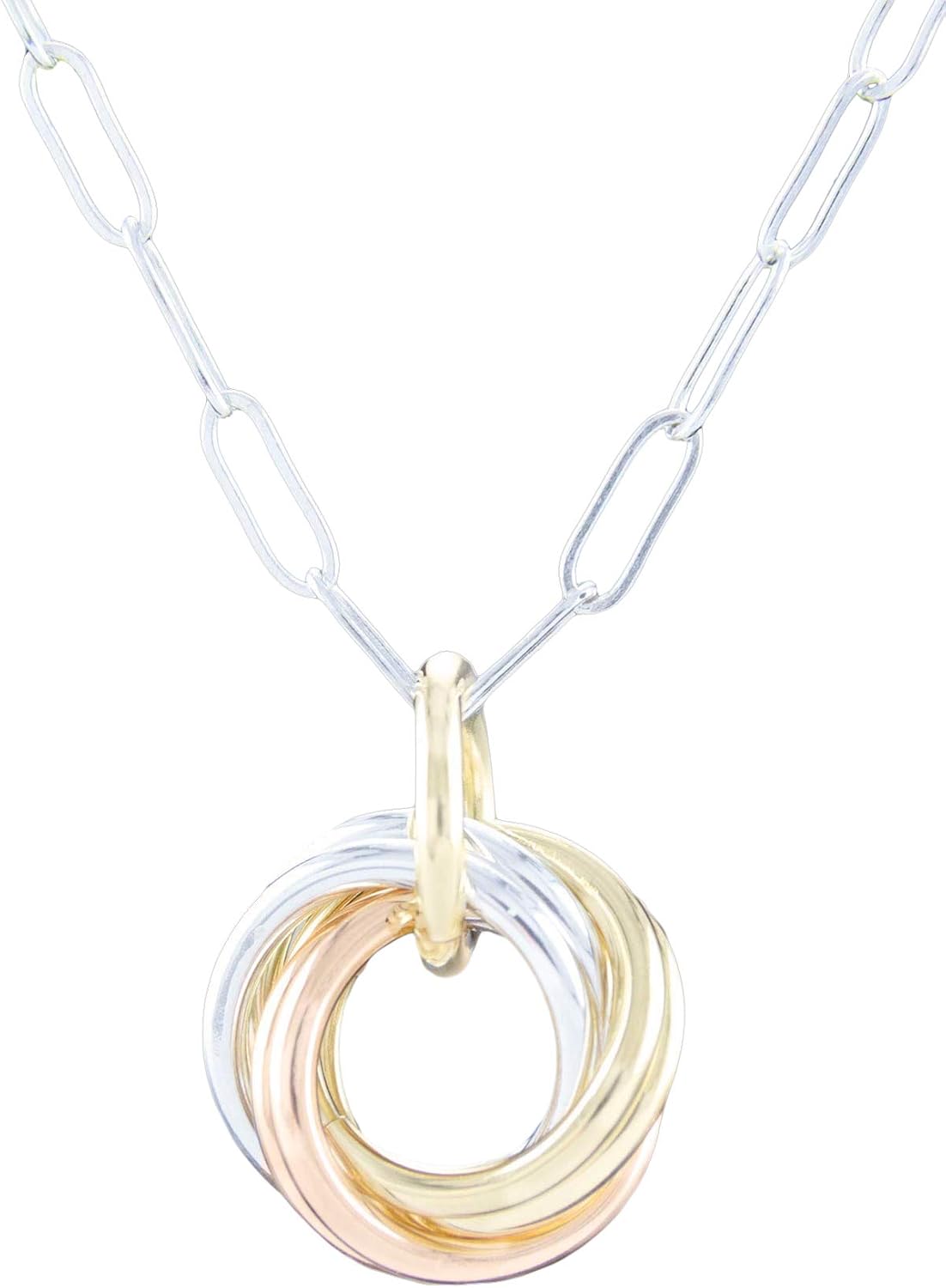 Dainty Tricolor Love Knot Pendant Necklace for Daily Jewelry