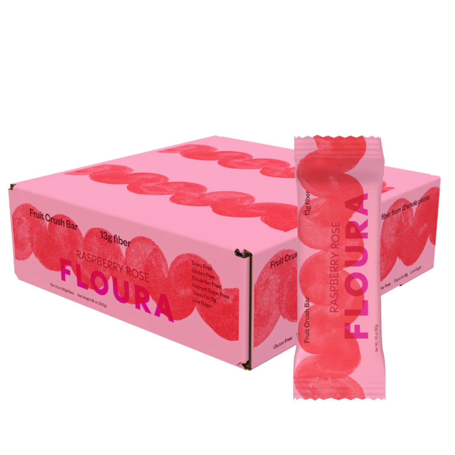 Floura Raspberry Rose Fiber Bars - Vegan, Gluten Free Snack