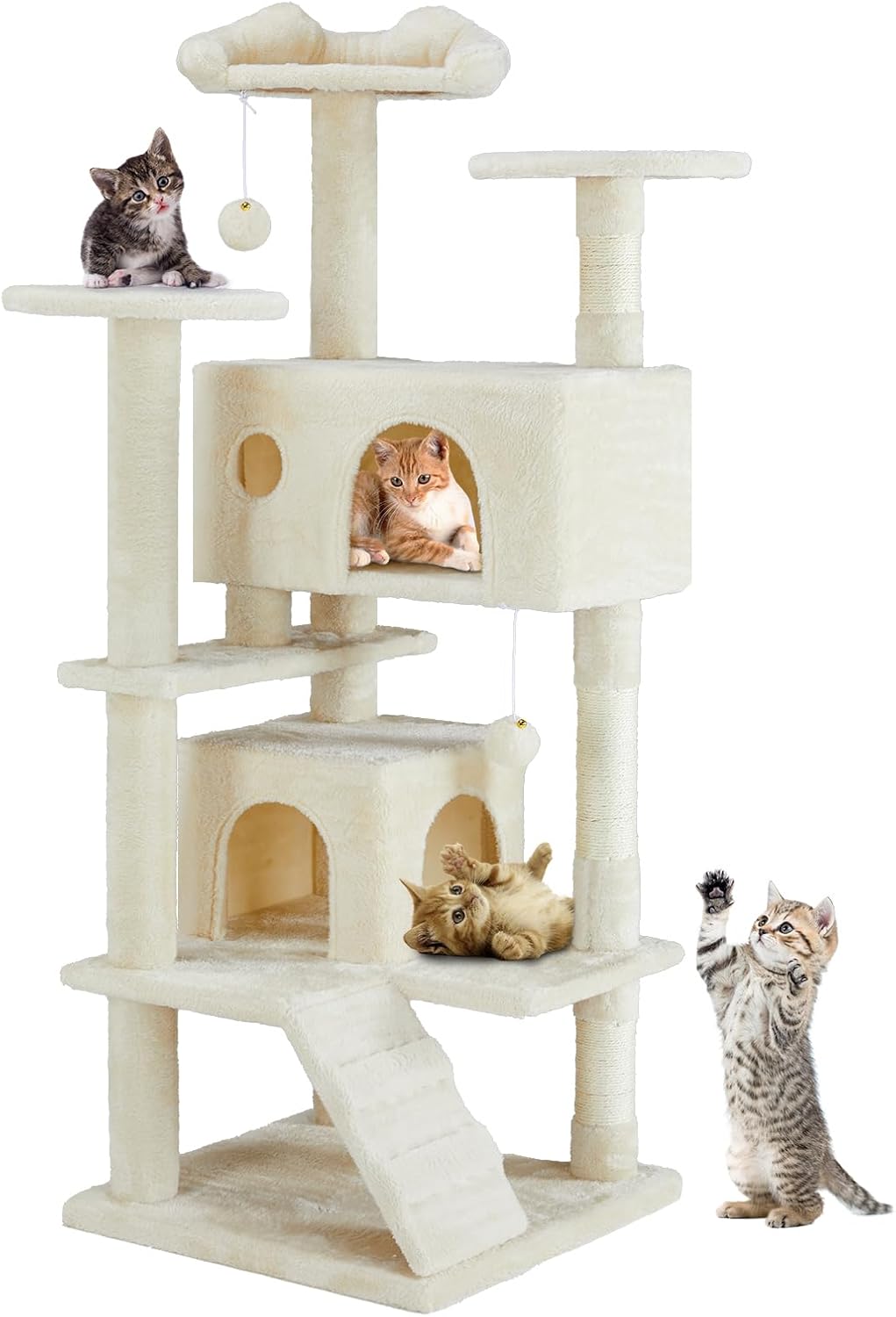 DUMOS 54-inch Indoor Cat Tree Tower for Large Cats with Condos