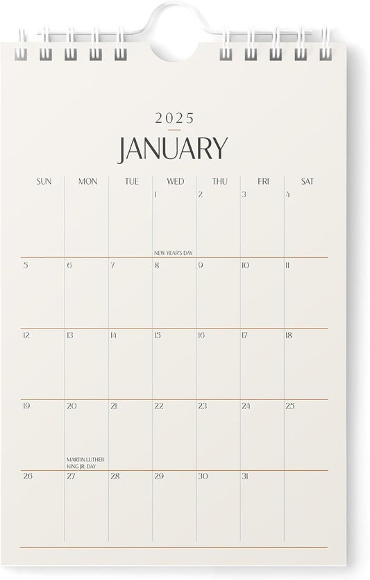 Beige Desk Mini Calendar - Easy Planning Until June 2026