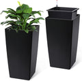 30 in Tall Planters Set of 2 - Self-Watering Black Planter Pots