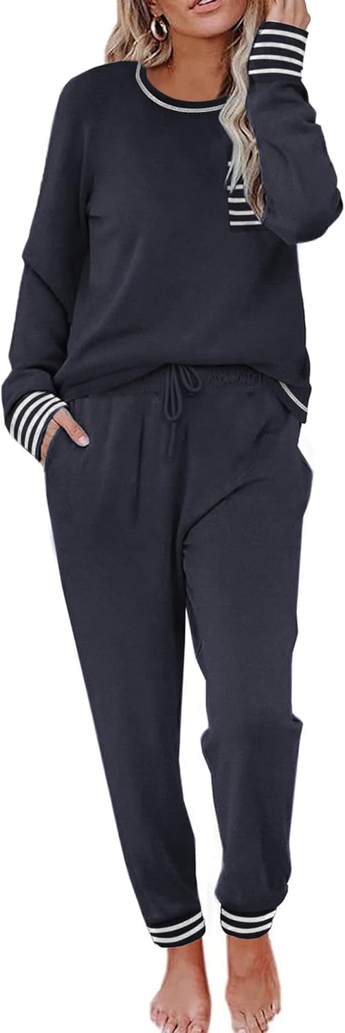 Ekouaer Pajamas Women's Long Sleeve Pj Set Soft Loungewear